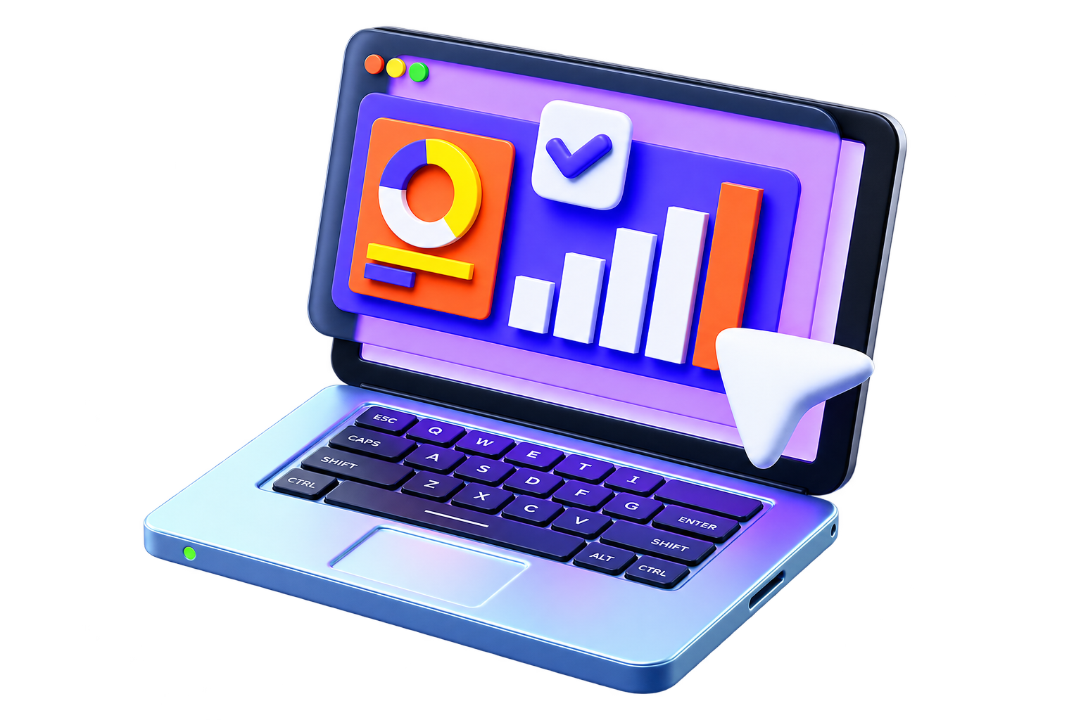 Modern laptop displaying a digital business dashboard